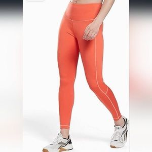 Reebok Core 10 Leggings XS Contrast Stitch Orange New NWT